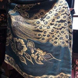 Vintage style Blue peacock pashmina shawl